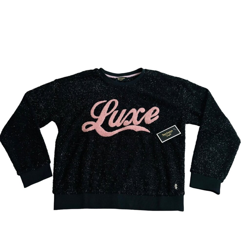 Juicy Couture sweater Luxe Sparkly‎ Pullover Black Size Large crew neck new